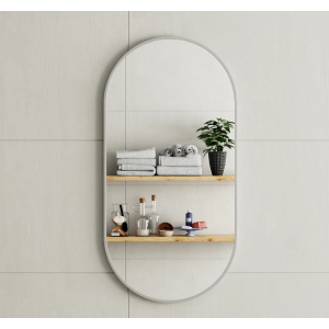 Devo Brushed Nickel Framed Oval Mirror 600 * 900